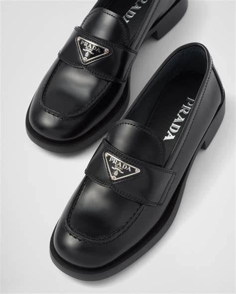 brushed prada loafers|unlined brushed leather loafers prada.